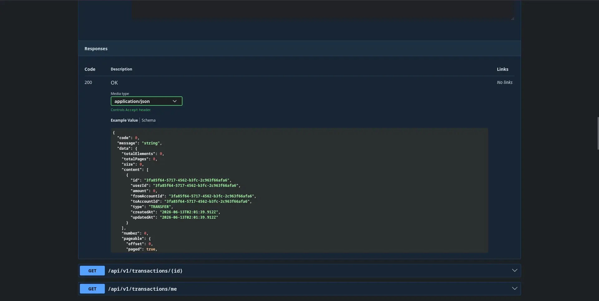 Core Bank System API documentation screenshot